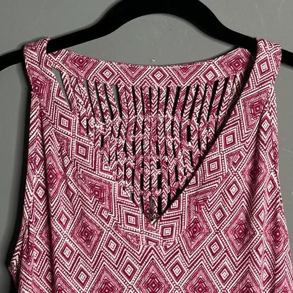 Skies Are Blue Dark Pink and White Sleeveless Tunic Size Small Petite - Picture 2 of 8